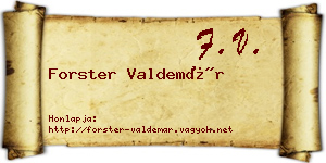 Forster Valdemár névjegykártya